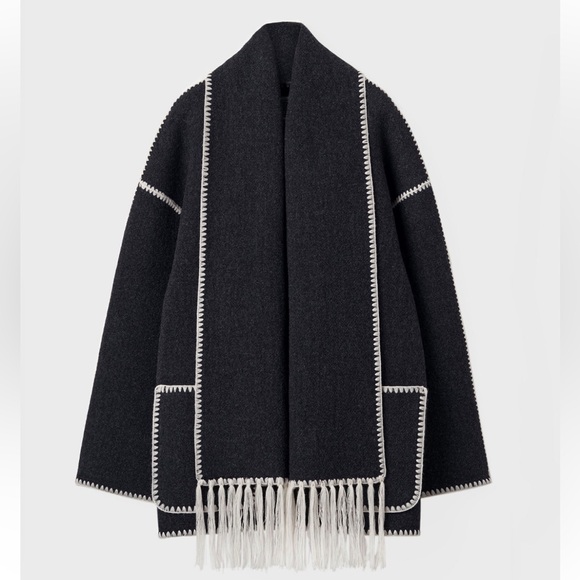 TOTEME Embroidered Scarf Jacket, Size 40 - Picture 2 of 15